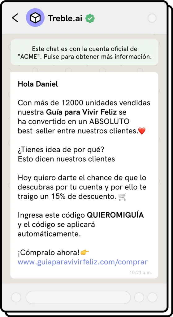 ejemplo de mensaje para vender por whatsapp