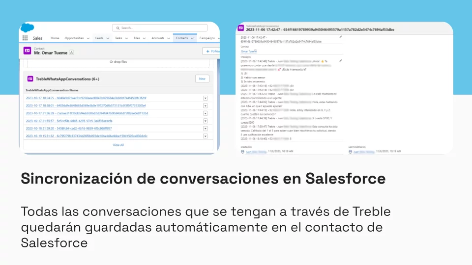 sincronizar conversaciones de whatsapp en salesforce