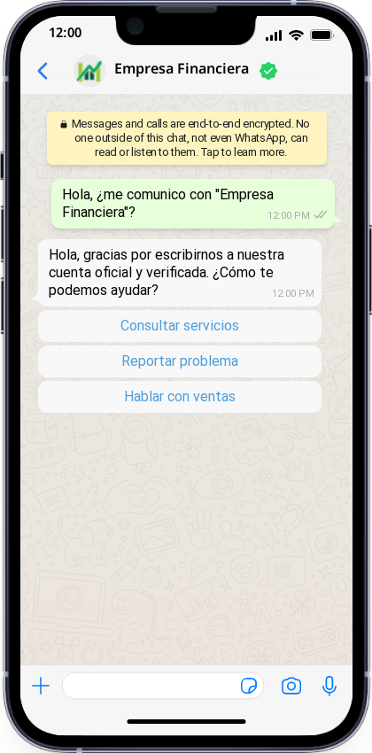 línea verificada de whatsapp